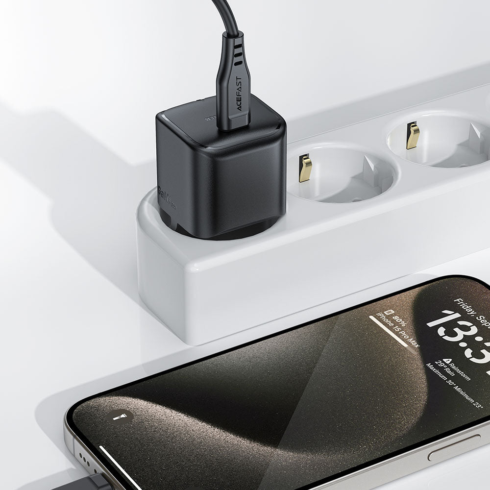 Netzladegerät Acefast A77, 30W, 3A, 1 x USB-C, Schwarz