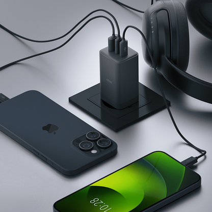 Netzladegerät Allity. ATC-01-65WACC Fast, 65W, 3.25A, 1 x USB-A - 2 x USB-C, Schwarz