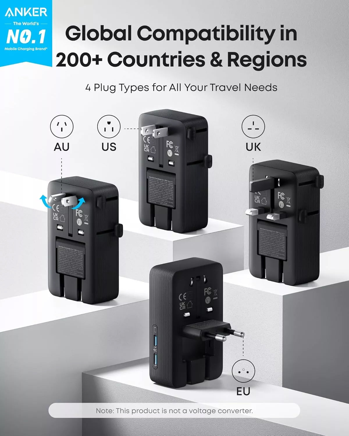 Anker Nano Travel Netzladegerät, 20W, 3A, 2 x USB-A - 2 x USB-C, Schwarz A9215H11