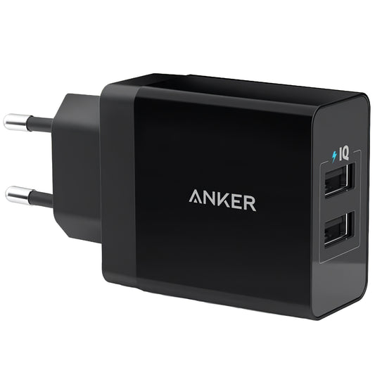 Anker PowerPort Network Charger, 24W, 2.4A, 2 x USB-A, Black A2021L11 