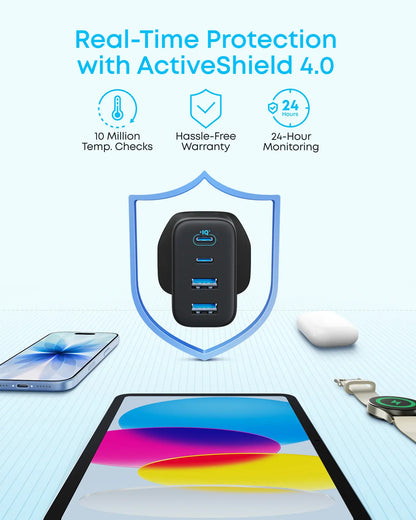 Anker Zolo Netzladegerät, 50W, 3A, 2 x USB-A - 2 x USB-C, Weiß