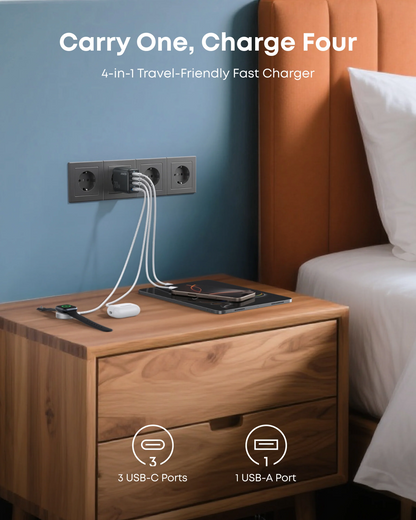 Anker Zolo Netzladegerät, 70W, 1 x USB-A - 3 x USB-C, Schwarz A121CG11