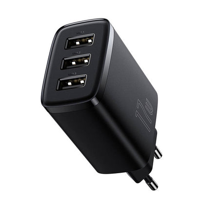 Baseus Compact 3U Network Charger, 17W, 2.1A, 3 x USB-A, Black CCXJ020101