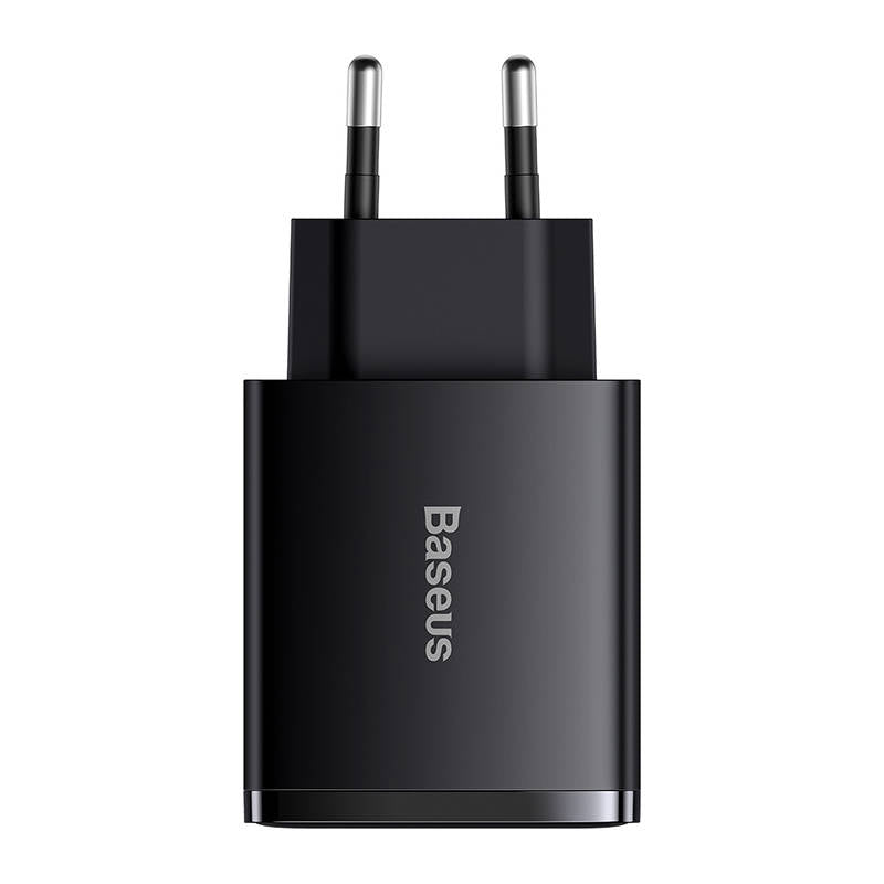 Baseus Kompaktes Netzwerkladegerät, 30 W, 3 A, 1 x USB-C – 2 x USB-A, Schwarz CCXJ-E01