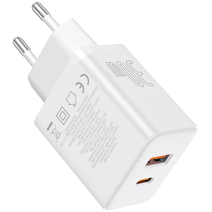 Baseus Cube Network Charger, 30W, 2.4A, 1 x USB-A - 1 x USB-C, White P10111404213-00