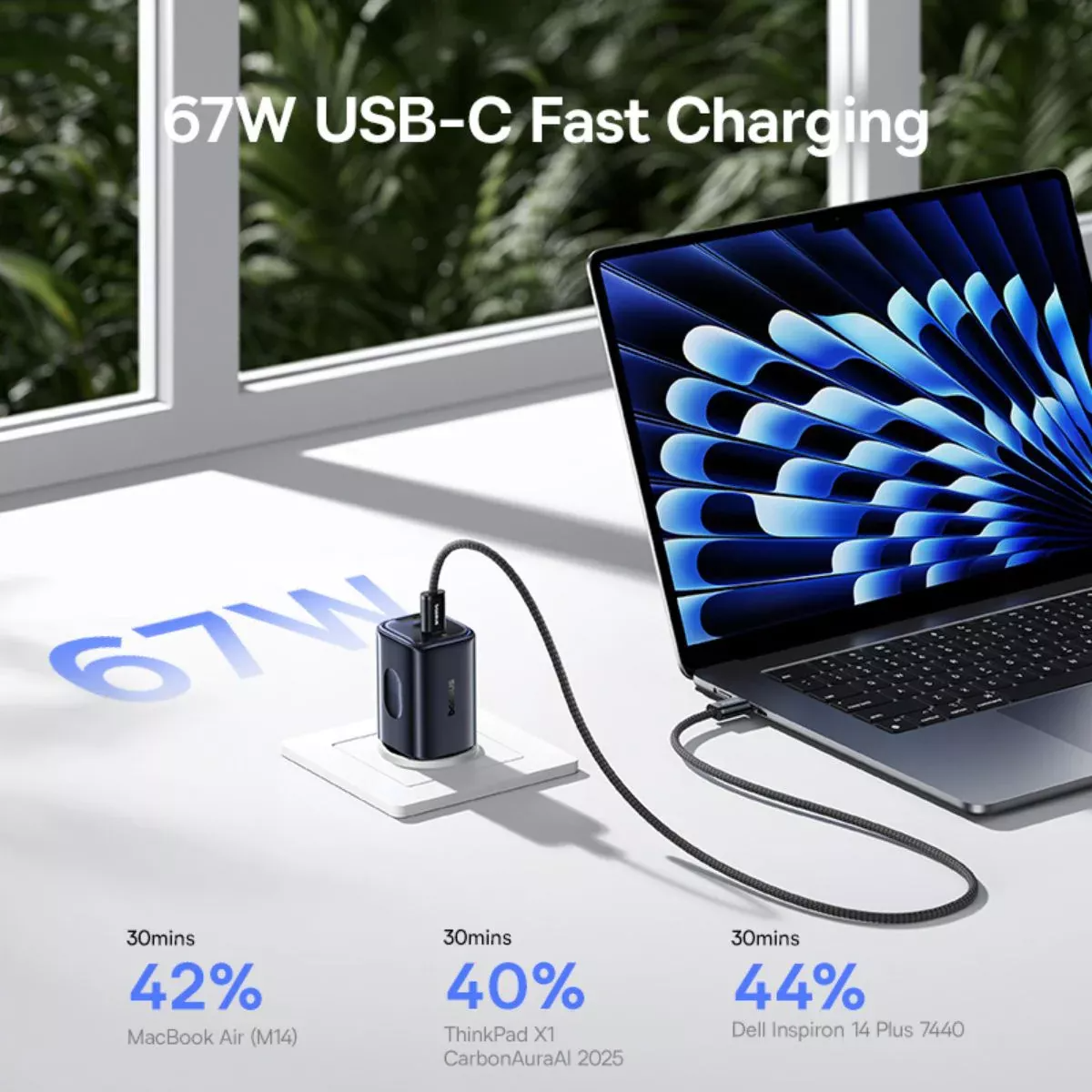 Baseus PicoGo AE11 Netzladegerät, 67W, 1 x USB-A - 2 x USB-C, Schwarz E0121200