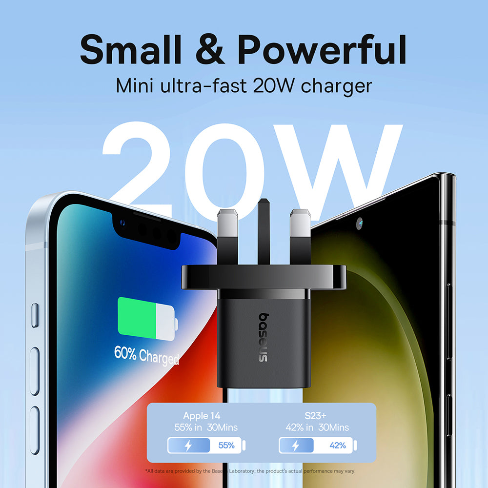 Baseus UK Netzladegerät, 20W, 3A, 1 x USB-C, Schwarz P10110907113-00