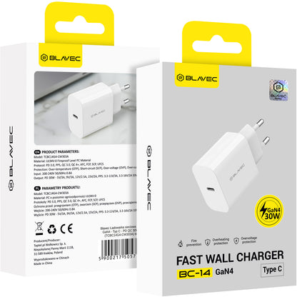 Blavec BC-14 Netzladegerät, 30 W, 3 A, 1 × USB-C, Weiß