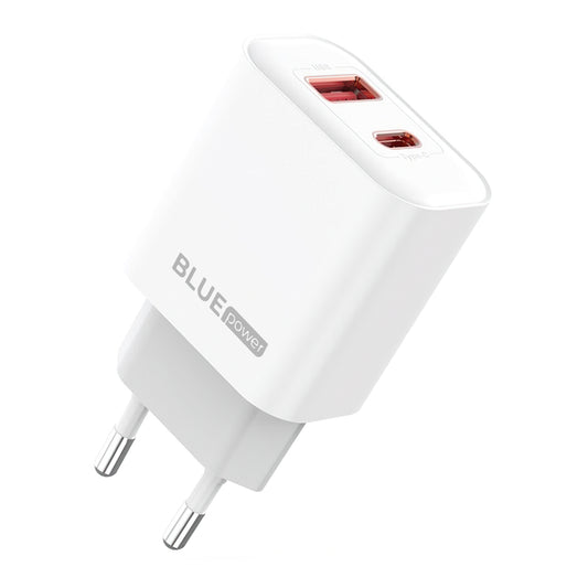 Netzwerk-Ladegerät Blue Power BPCE12, 20W, 3A, 1 x USB-A - 1 x USB-C, Weiß 