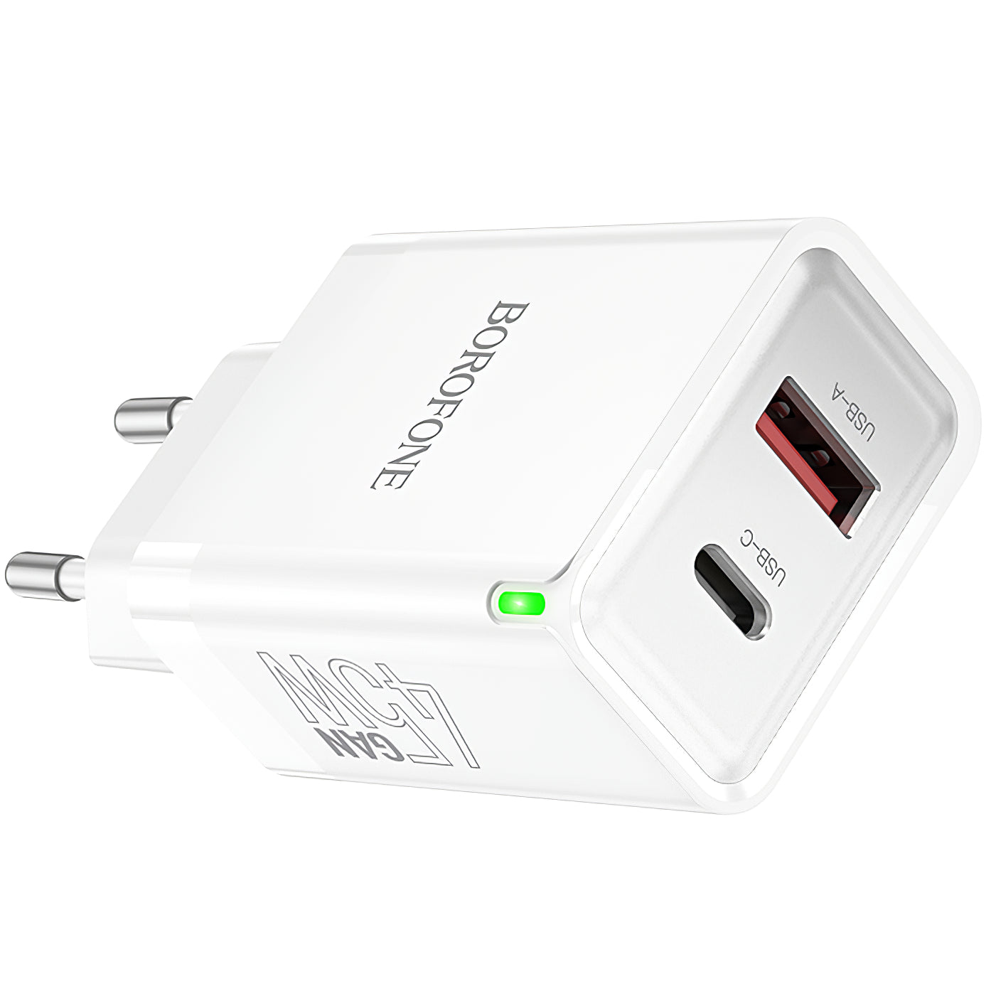 Borofone BN16 Tough Network Charger, 45W, 3A, 1 x USB-A - 1 x USB-C, White