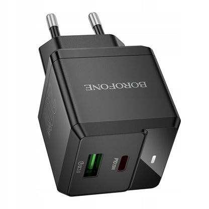Netzladegerät Borofone BN19 Intenso, 20W, 3A, 1 x USB-A - 1 x USB-C, Schwarz