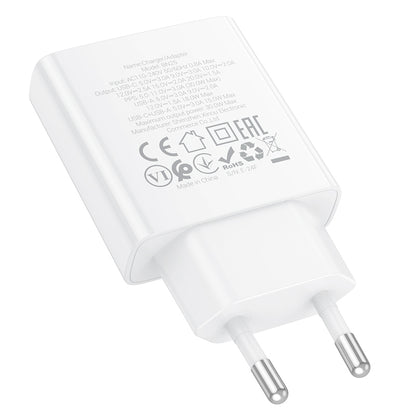 Borofone BN25 Wish Power Adapter, 30W, 3A, 1 x USB-A - 1 x USB-C, White