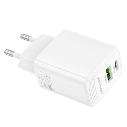 Netzladegerät Borofone BN29 Fuente, 30W, 3A, 1 x USB-A - 1 x USB-C, Weiß