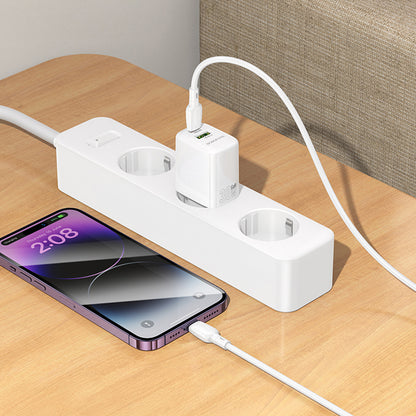 Netzladegerät Borofone BN29 Fuente, 30W, 3A, 1 x USB-A - 1 x USB-C, Weiß