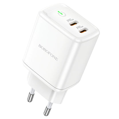 Borofone BN9 Network Charger, 35W, 3A, 2 x USB-C, White