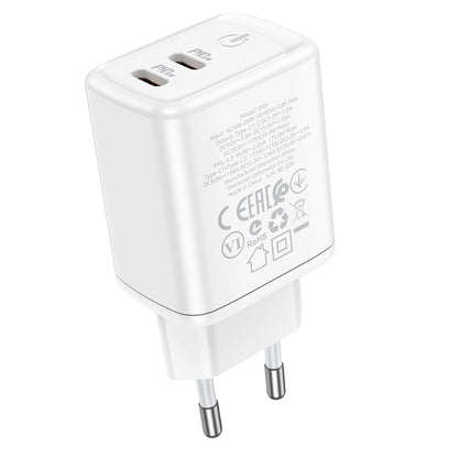 Borofone BN9 Network Charger, 35W, 3A, 2 x USB-C, White