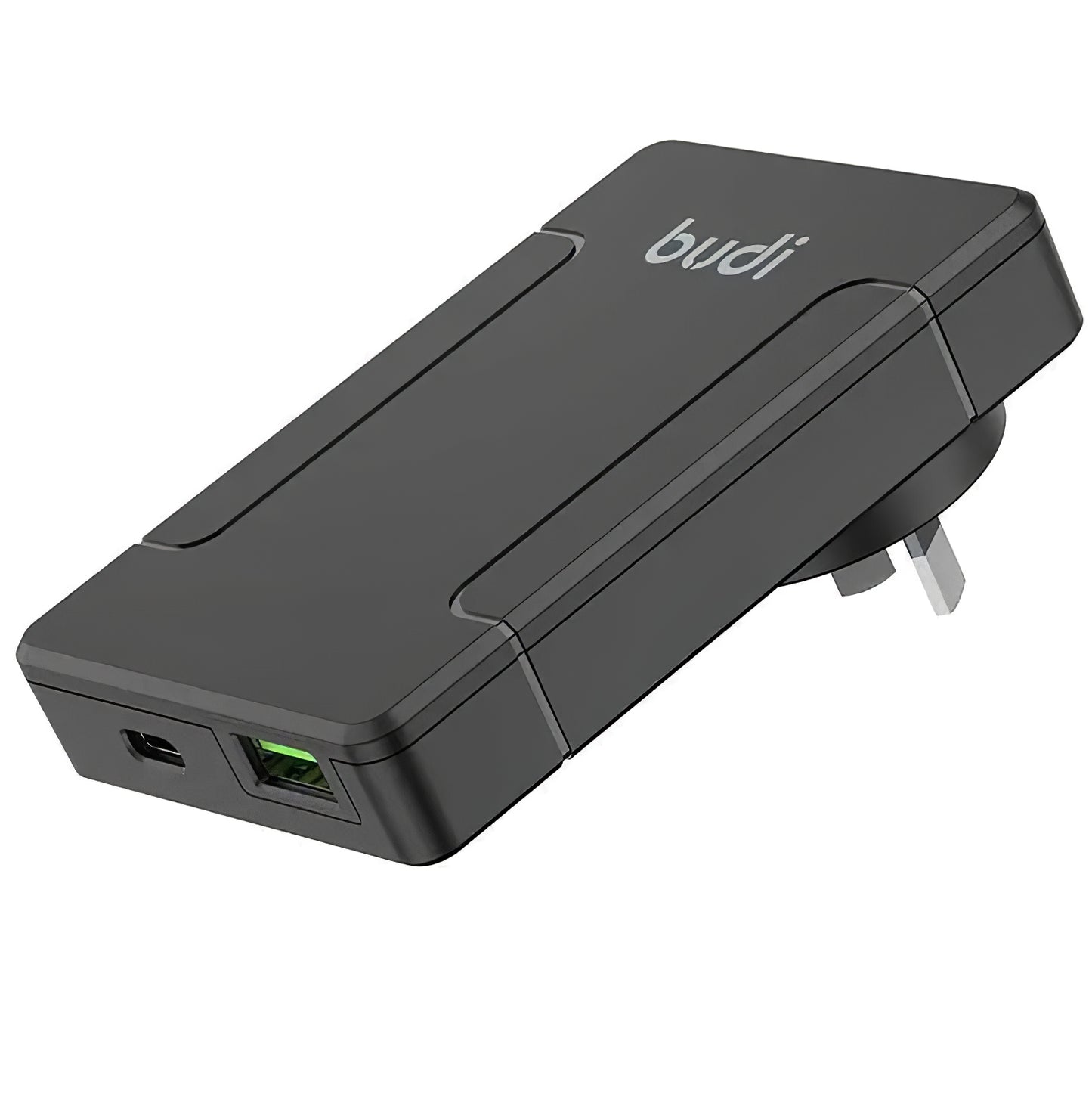 Budi Power Adapter, 65W, 3A, 1 x USB-A - 1 x USB-C, Black