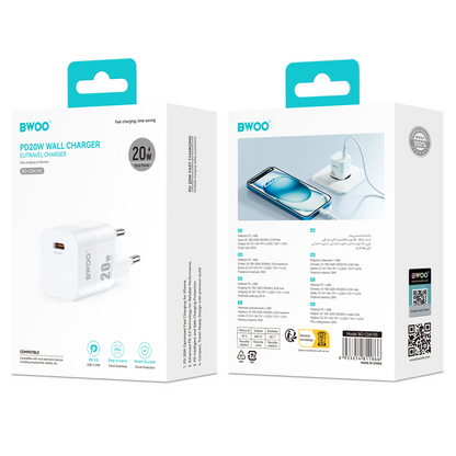 Netzteil BWOO CDA155, 20W, 3A, 1 x USB-C, Weiß
