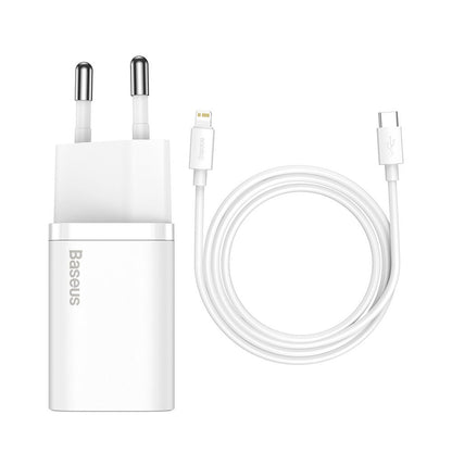 Netzwerkladegerät mit Lightning-Kabel Baseus Super Si, 20 W, 3 A, 1 x USB-C, Weiß TZCCSUP-B02