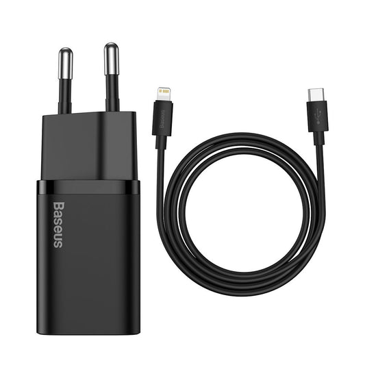 Baseus Super Si Network Charger with Lightning Cable, 20W, 3A, 1 x USB-C, Black TZCCCSUP-B01