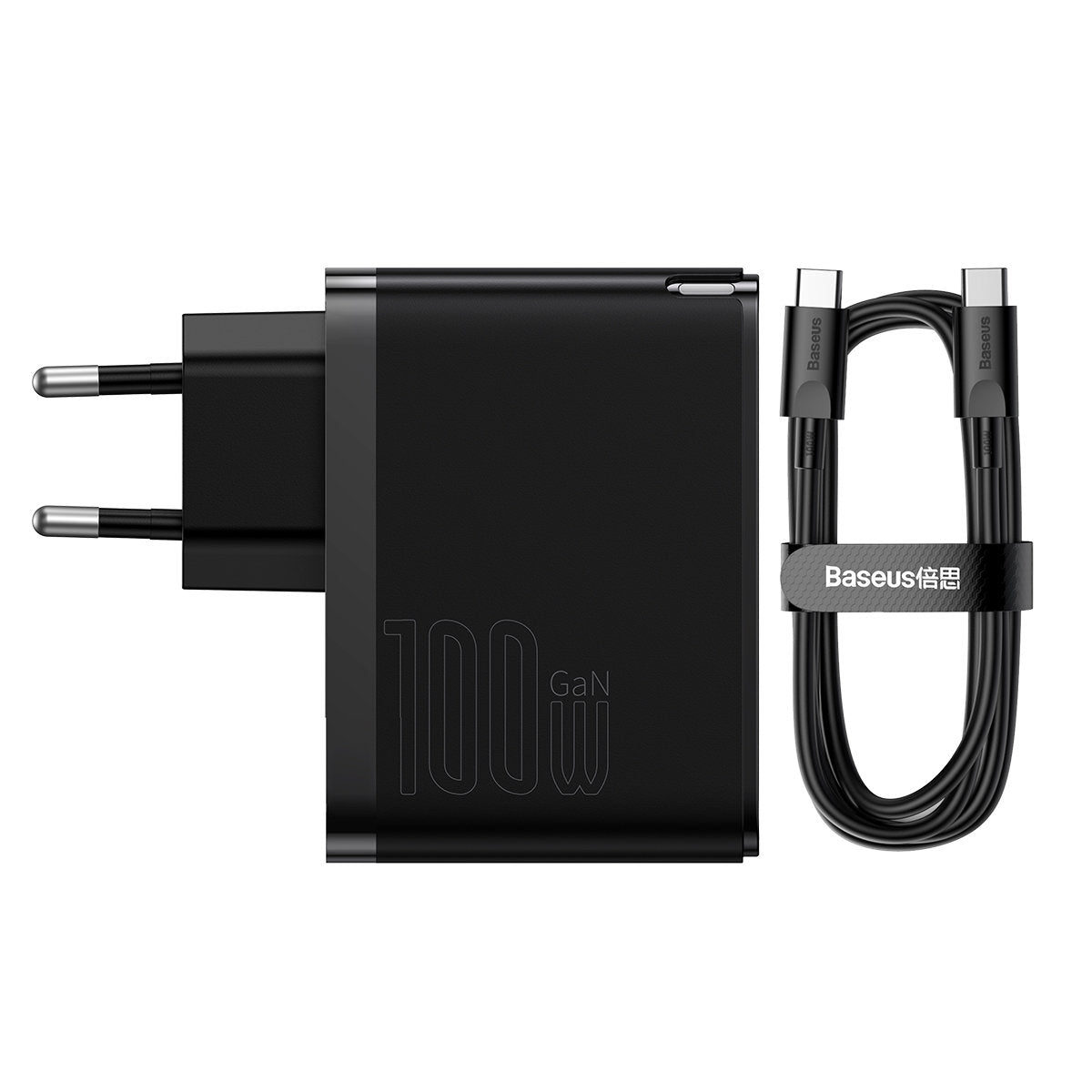 Baseus GaN5 Pro Network Charger with USB-C Cable, 100W, 3A, 1 x USB-A - 1 x USB-C, Black CCGP090201