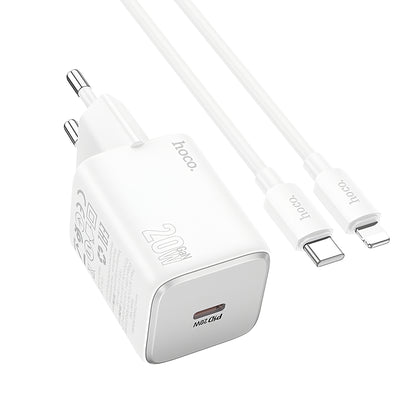 Netzladegerät mit Lightning-Kabel HOCO N40, 20W, 3A, 1 x USB-C, Weiß