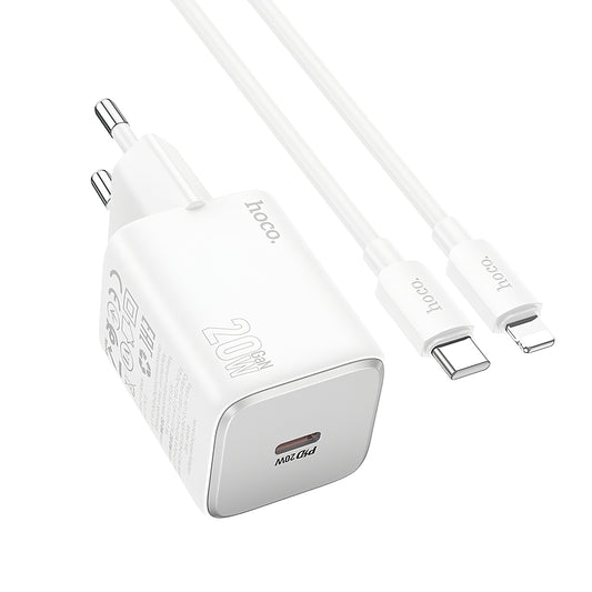 Netzladegerät mit Lightning-Kabel HOCO N40, 20W, 3A, 1 x USB-C, Weiß