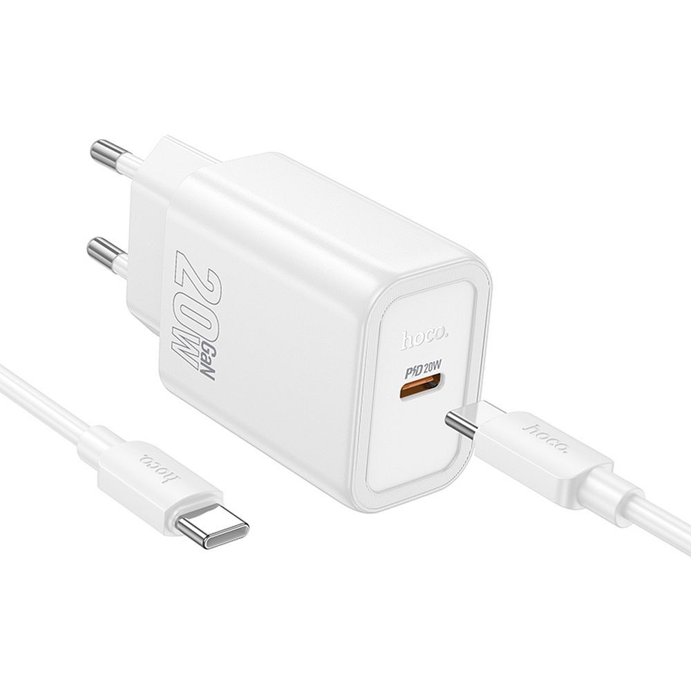 Netzladegerät mit USB-C Kabel HOCO N60, 20W, 3A, 1 x USB-C, Weiß