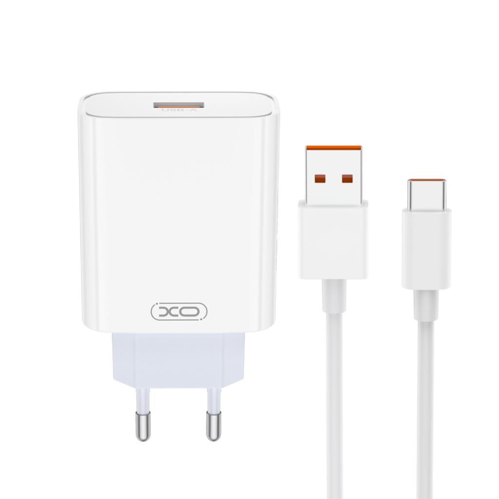 Netzladegerät mit USB-C Kabel XO Design L164, 30W, 1 x USB-A, Weiß