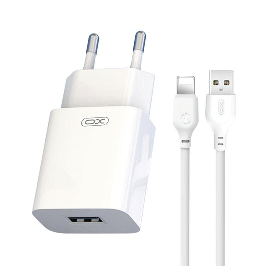 Netzladegerät mit Lightning-Kabel XO Design L99, 12W, 2.4A, 1 x USB-A, Weiß