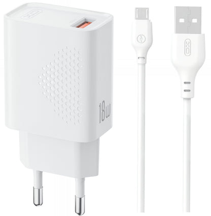 Netzladegerät mit microUSB-Kabel XO Design L159, 18W, 3A, 1 x USB-A, Weiß