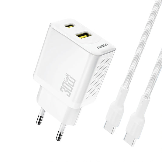 Netzladegerät mit USB-C Kabel Dudao A27TCEU, 30W, 1 x USB-A - 1 x USB-C, Weiß