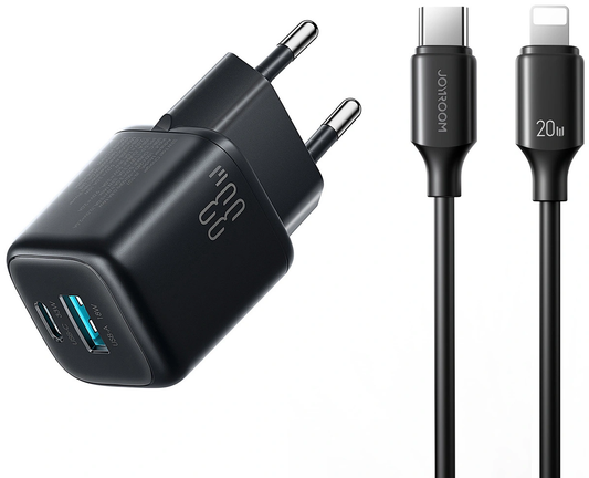 Netzladegerät mit Lightning-Kabel Joyroom JR-TG7, 33W, 3A, 1 x USB-A - 1 x USB-C, Schwarz