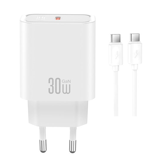 Netzteil mit USB-C-Kabel XO Design CE41, 30W, 3A, 1 x USB-C, Weiß