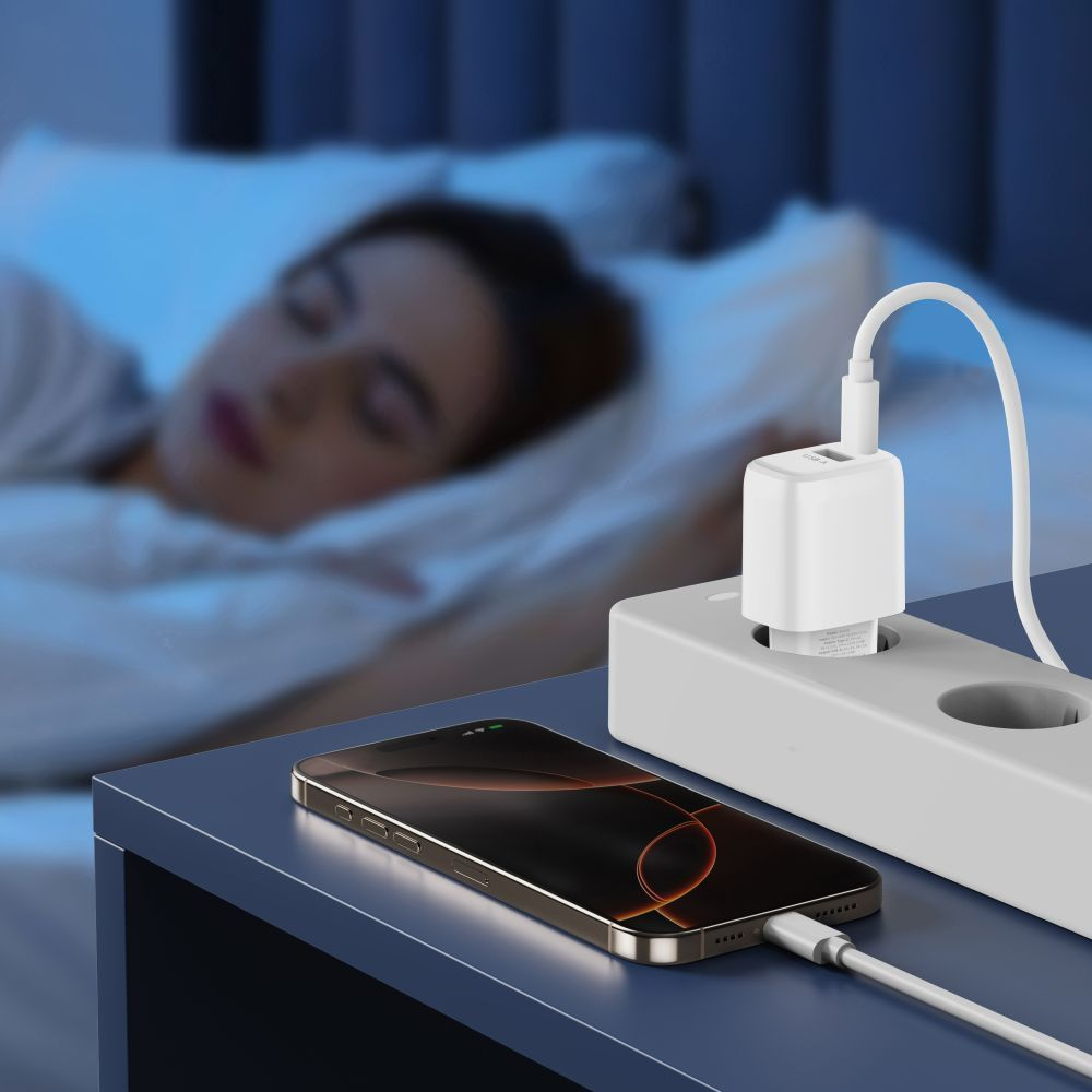 Netzteil mit Lightning-Kabel Tech-Protect NCA20, 20W, 3A, 1 x USB-A - 1 x USB-C, Weiß