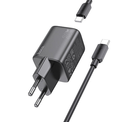 Netzwerkladegerät mit USB-C-Kabel HOCO N40, 20 W, 3 A, 1 x USB-C, Schwarz