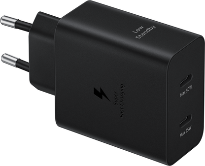 Netzwerkladegerät mit USB-C-Kabel Samsung, 50 W, 3 A, 2 x USB-C, Schwarz EP-T5020XBEGEU