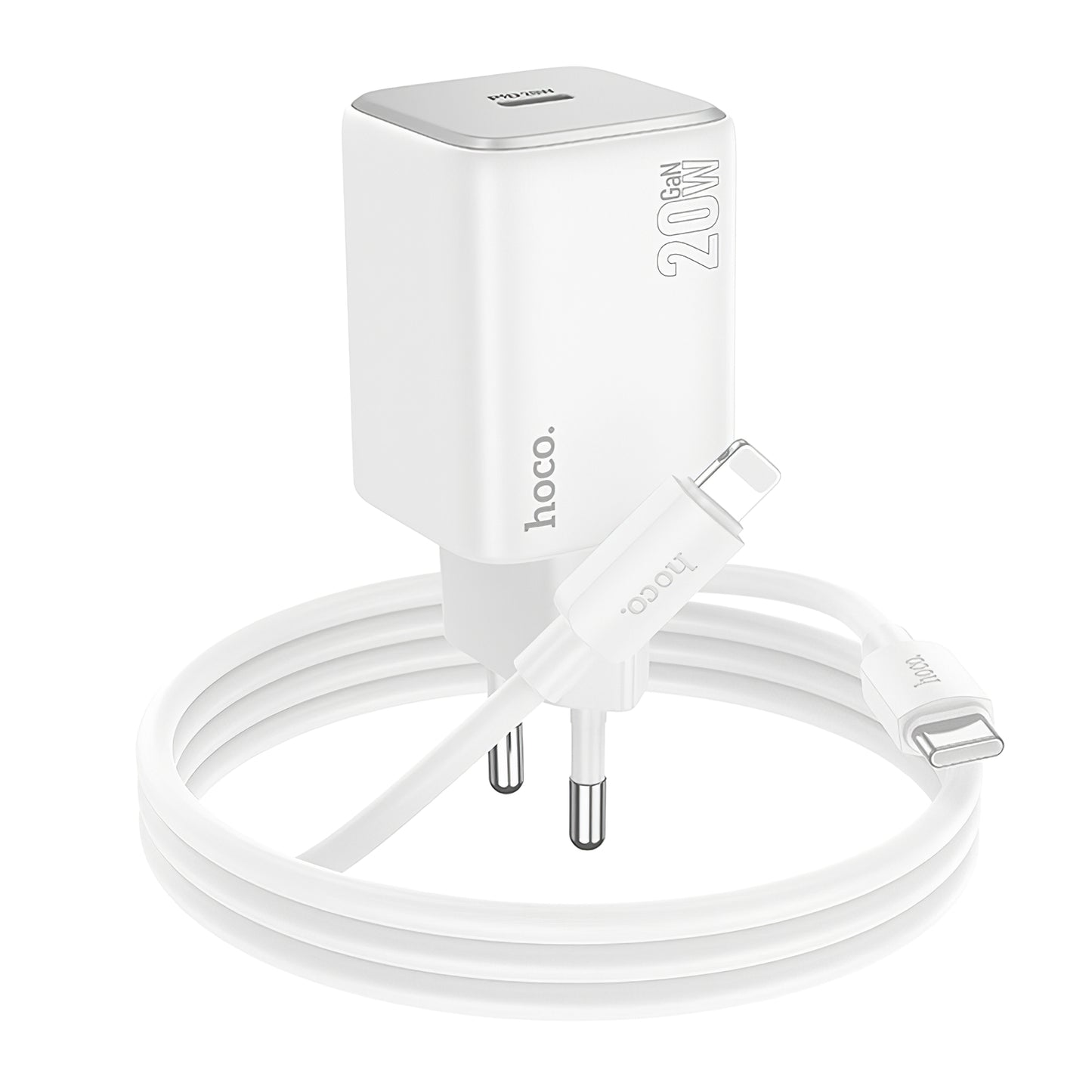 Netzladegerät mit Lightning-Kabel HOCO N40, 20W, 3A, 1 x USB-C, Weiß