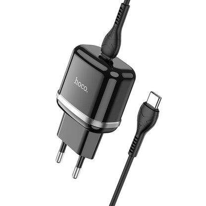 Netzwerkladegerät mit USB-C-Kabel HOCO Victorious N24, 20 W, 3 A, 1 x USB-C, Schwarz