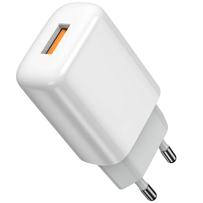 Prestico F7S Mains Charger With MicroUSB Cable, 12W, 2.4A, 1 x USB-A, White