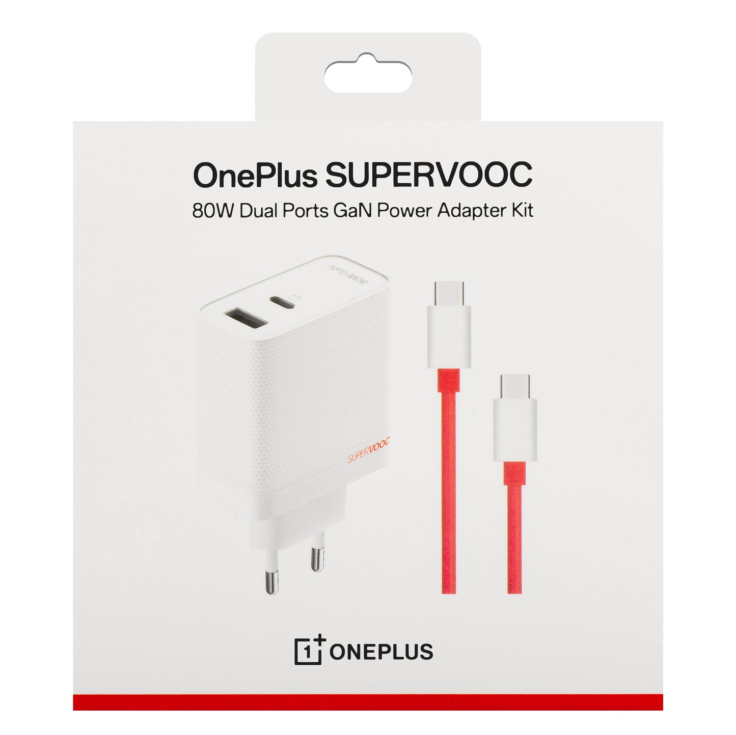 Netzwerkladegerät mit USB-C-Kabel OnePlus, 80 W, 7,3 A, 1 x USB-A – 1 x USB-C, Weiß 5461100597