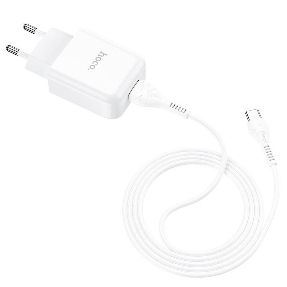 Netzwerkladegerät mit USB-C-Kabel HOCO N2, 10 W, 2,1 A, 1 x USB-A, Weiß