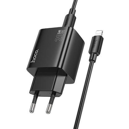 Netzladegerät mit Lightning-Kabel HOCO N55, 20W, 3A, 2 x USB-A - 2 x USB-C, Schwarz