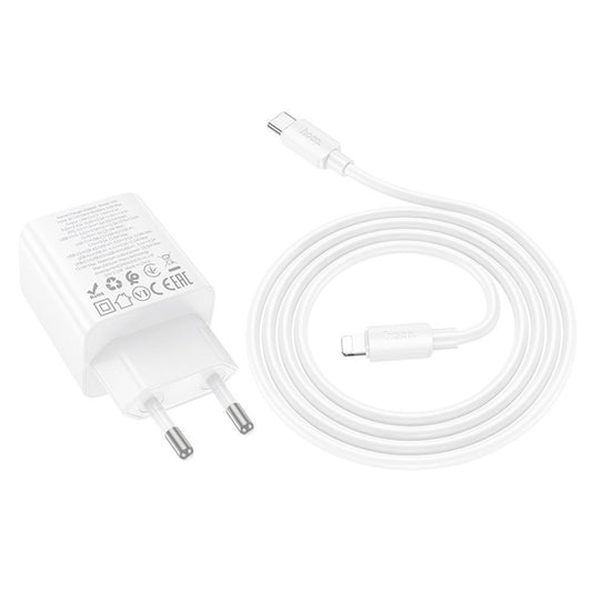 Netzladegerät mit Lightning-Kabel HOCO N56, 30W, 3A, 2 x USB-A - 2 x USB-C, Weiß