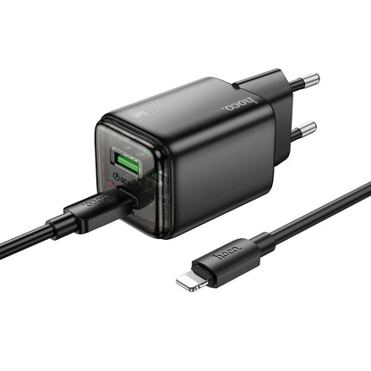 Netzladegerät mit Lightning-Kabel HOCO N52, 20W, 3A, 1 x USB-A - 1 x USB-C, Schwarz
