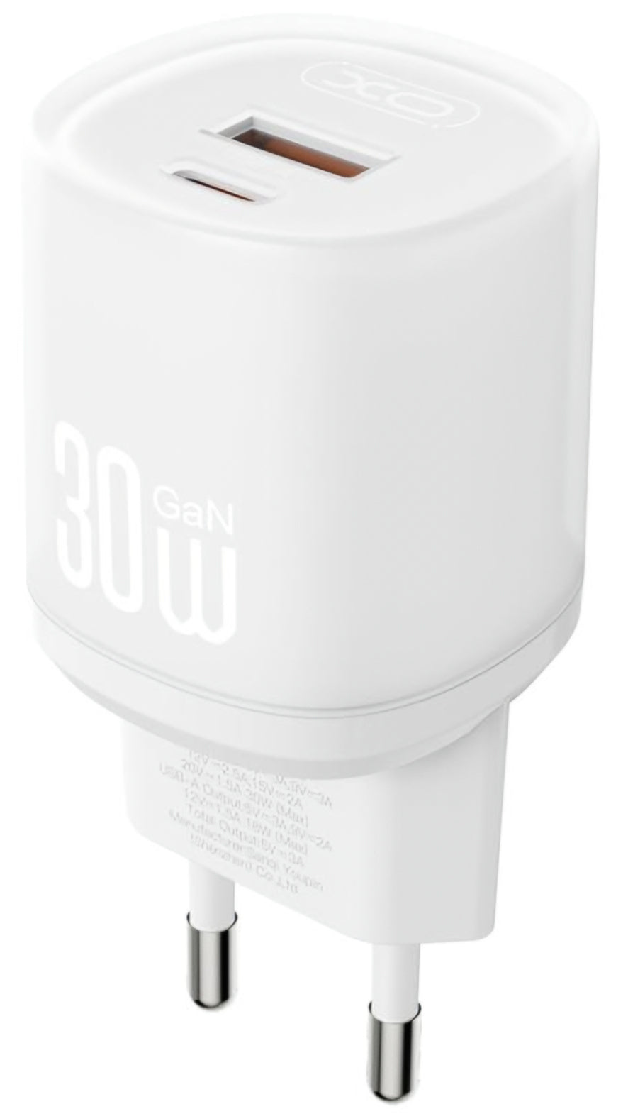 Netzladegerät mit Lightning-Kabel XO Design L151, 30W, 3A, 1 x USB-A - 1 x USB-C, Weiß