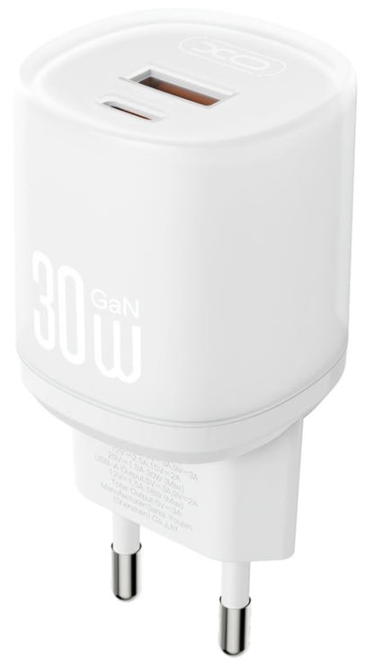 Network Charger with USB-C Cable XO Design L151, 30W, 3A, 1 x USB-A - 1 x USB-C, White