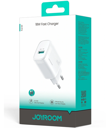 Netzteil mit USB-C-Kabel Joyroom JR-TF4, 18W, 3A, 1 x USB-A, Weiß
