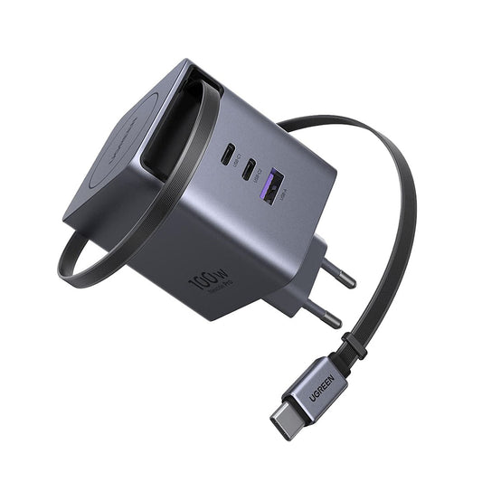 Netzteil mit USB-C-Kabel UGREEN X616 (65828), 100W, 5A, 1 x USB-A - 3 x USB-C, Grau
