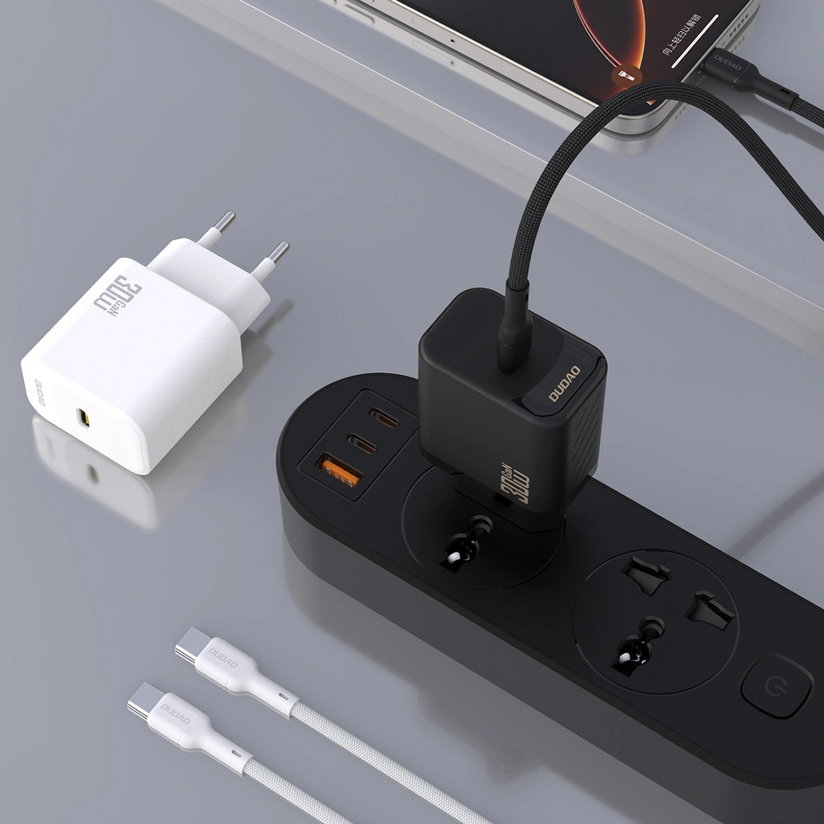Netzteil mit USB-C-Kabel Dudao A27PCEU, 30W, 3A, 1 x USB-C, Schwarz